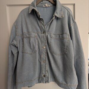 Jane And Delancey Light Wash Blue Cotton Button Up Long Sleeve Shirt